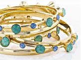 Mint Green Crystal Gold Tone Bracelet Set