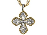 White Crystal Two -Tone Cross Multi-Strand Enhancer with Chain
