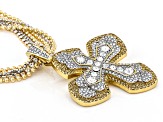 White Crystal Two -Tone Cross Multi-Strand Enhancer with Chain