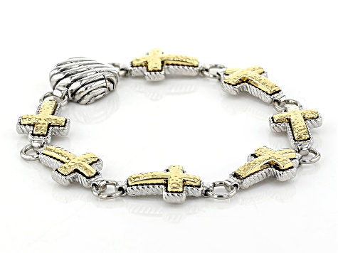 Two-Tone Cross Bracelet