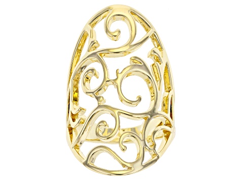 Gold Tone Open Design Filigree Ring