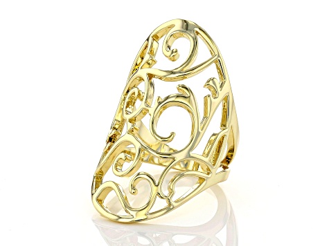 Gold Tone Open Design Filigree Ring