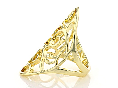 Gold Tone Open Design Filigree Ring