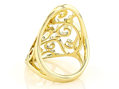 Gold Tone Open Design Filigree Ring