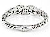 White Crystal Silver Tone Hinged Cuff Bracelet