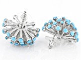 Turquoise Color Crystal Silver Tone Starburst Stud Earrings