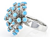Turquoise Color Crystal Silver Tone Starburst Ring