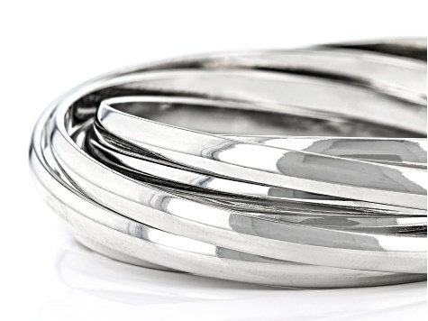 Silver Tone Rolling Bangle Bracelet Set