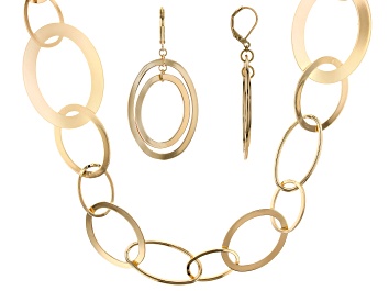 Picture of Gold Tone Large Chain Link Necklace and Earring Set