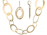 Gold Tone Large Chain Link Necklace and Earring Set