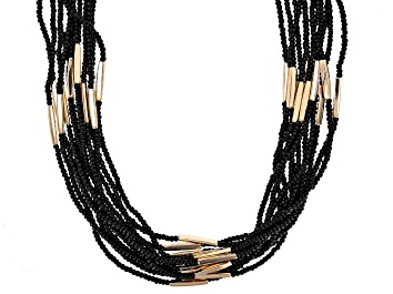 Picture of Black Seed Bead Gold Tone Layered Necklace