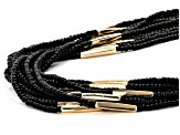 Black Seed Bead Gold Tone Layered Necklace