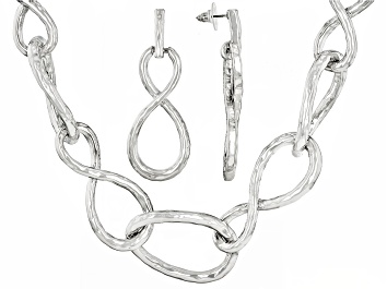 Picture of Silver Tone Large Chain Link Necklace and Earring Set