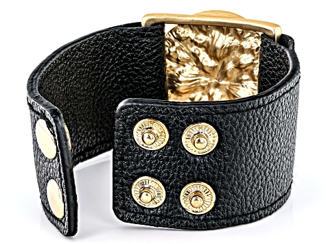 Multi-Color Crystal Gold Tone Imitation Leather Bracelet