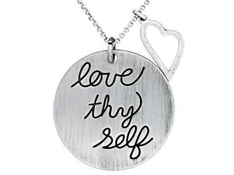 Silver Tone "Love Thy Self" Pendant With Chain