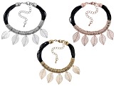 Tri-Tone Leaf Station Set of 3 Bracelets