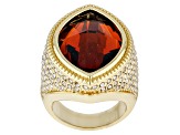 Smoky Color & White Crystal Gold Tone Ring