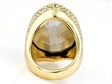 Smoky Color & White Crystal Gold Tone Ring