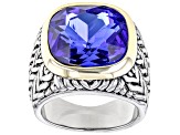 Sapphire Color Crystal Two-Tone Ring