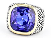 Sapphire Color Crystal Two-Tone Ring