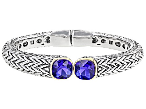 Sapphire Color Crystal Two-Tone Bracelet