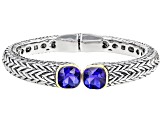 Sapphire Color Crystal Two-Tone Bracelet