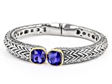 Sapphire Color Crystal Two-Tone Bracelet