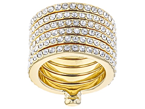 Crystal Gold Tone Band Ring