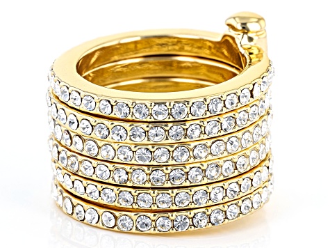 Crystal Gold Tone Band Ring