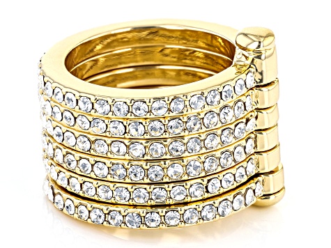 Crystal Gold Tone Band Ring