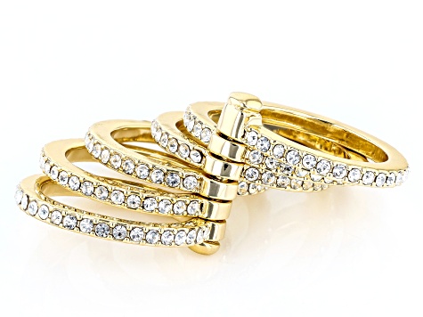 Crystal Gold Tone Band Ring