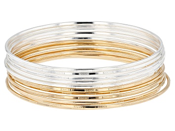Picture of Silver & Gold Tone Set of 12 Bangle Bracelets