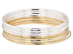 Silver & Gold Tone Set of 12 Bangle Bracelets
