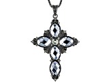 Black Hematite Glass Cross Pendant With Chain