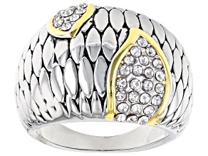 White Crystal Two-Tone Dome Ring