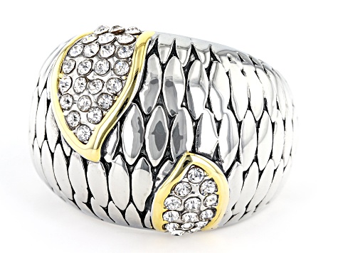 White Crystal Two-Tone Dome Ring