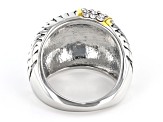 White Crystal Two-Tone Dome Ring