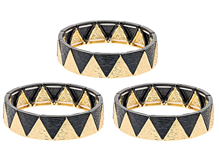 Two-Tone Set of 3 Bracelets