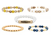 Acrylic & Resin Bead Gold Tone Set of 5 Bracelets
