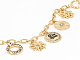 White Crystal Gold Tone "Be The Sunshine" Charm Bracelet