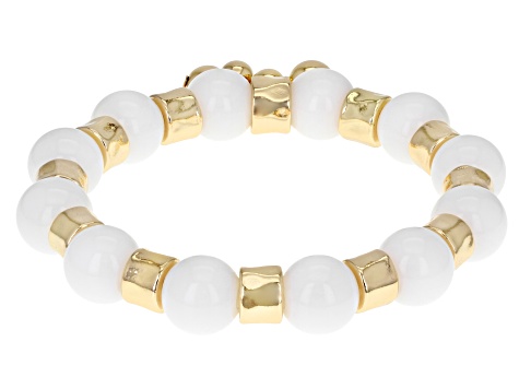 Gold Tone Stretch Set of Three Bead Bracelet