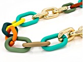 Multi-Color Resin Gold Tone Paperclip Chain Link Necklace