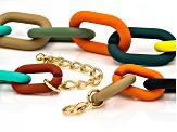 Multi-Color Resin Gold Tone Paperclip Chain Link Necklace