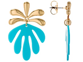 Blue Resin Gold Tone Earrings