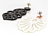 Cream & Black Acrylic Gold Tone Set of 2 Dangle Earrings
