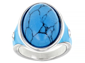 Turquoise Simulant Silver Tone Ring