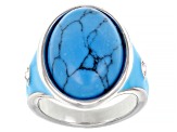 Turquoise Simulant Silver Tone Ring