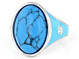 Turquoise Simulant Silver Tone Ring