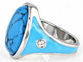 Turquoise Simulant Silver Tone Ring