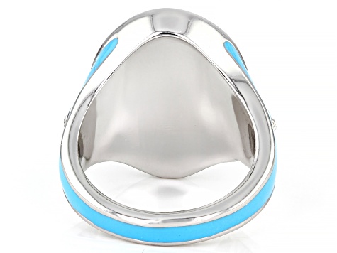 Turquoise Simulant Silver Tone Ring